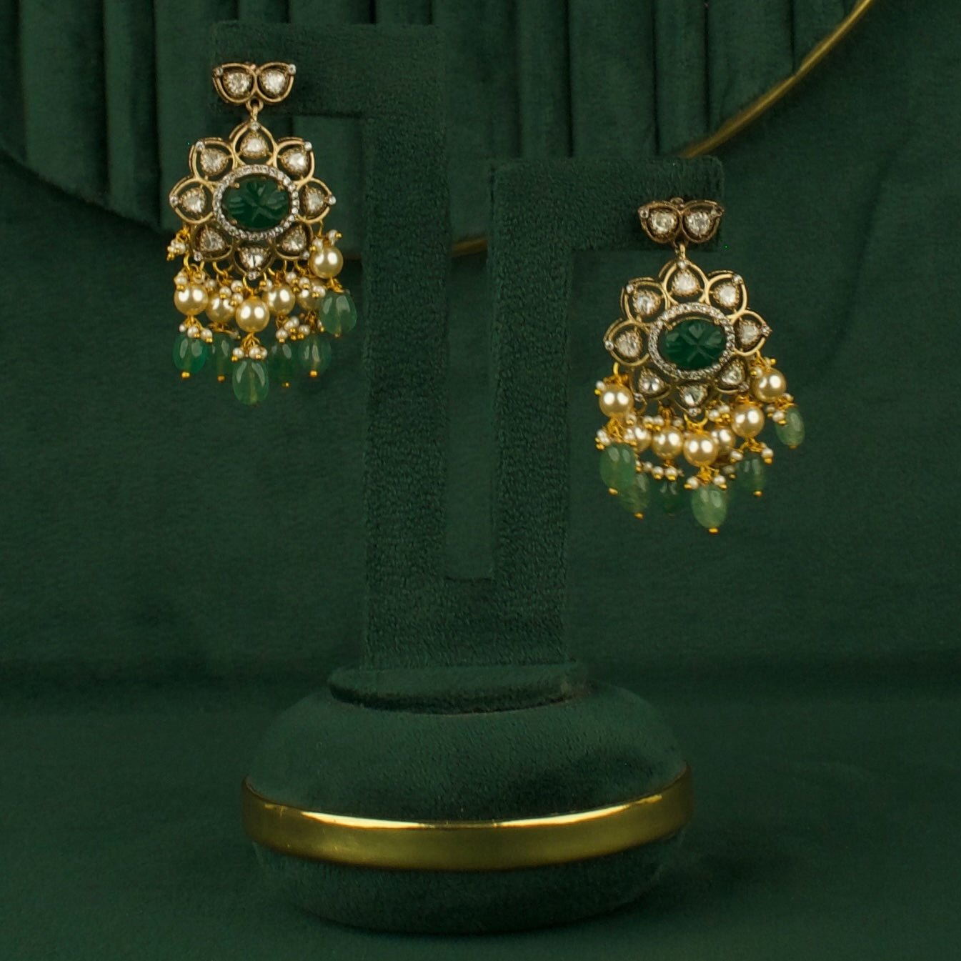 Handcrafted floral Design Fusion Kundan & Polki Victorian Beads Necklace Set