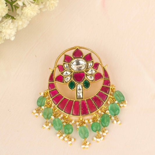 Lotus Chand Bali Design Jadau Kundan Locket