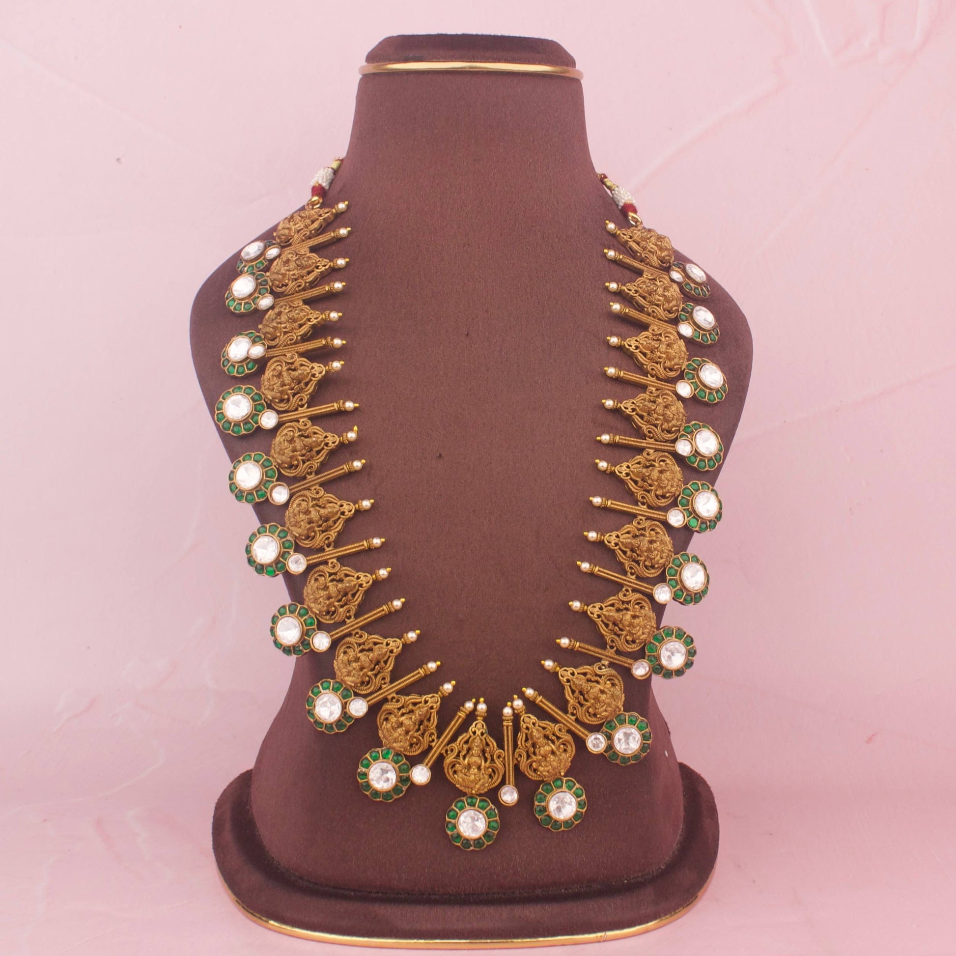 Backing & Workmanship Detail of Traditional Bottu Mala Necklace In Kundan & Polki | Dulhan Jewels
