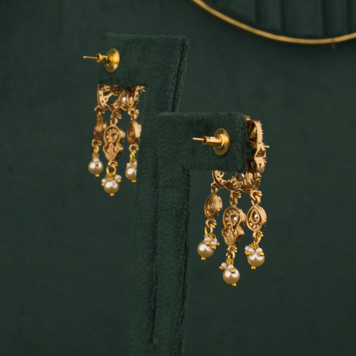 Premium Polki Jadau Kundan Choker With Swarovski Pearls Styling Angle View 5 - Dulhan Jewels