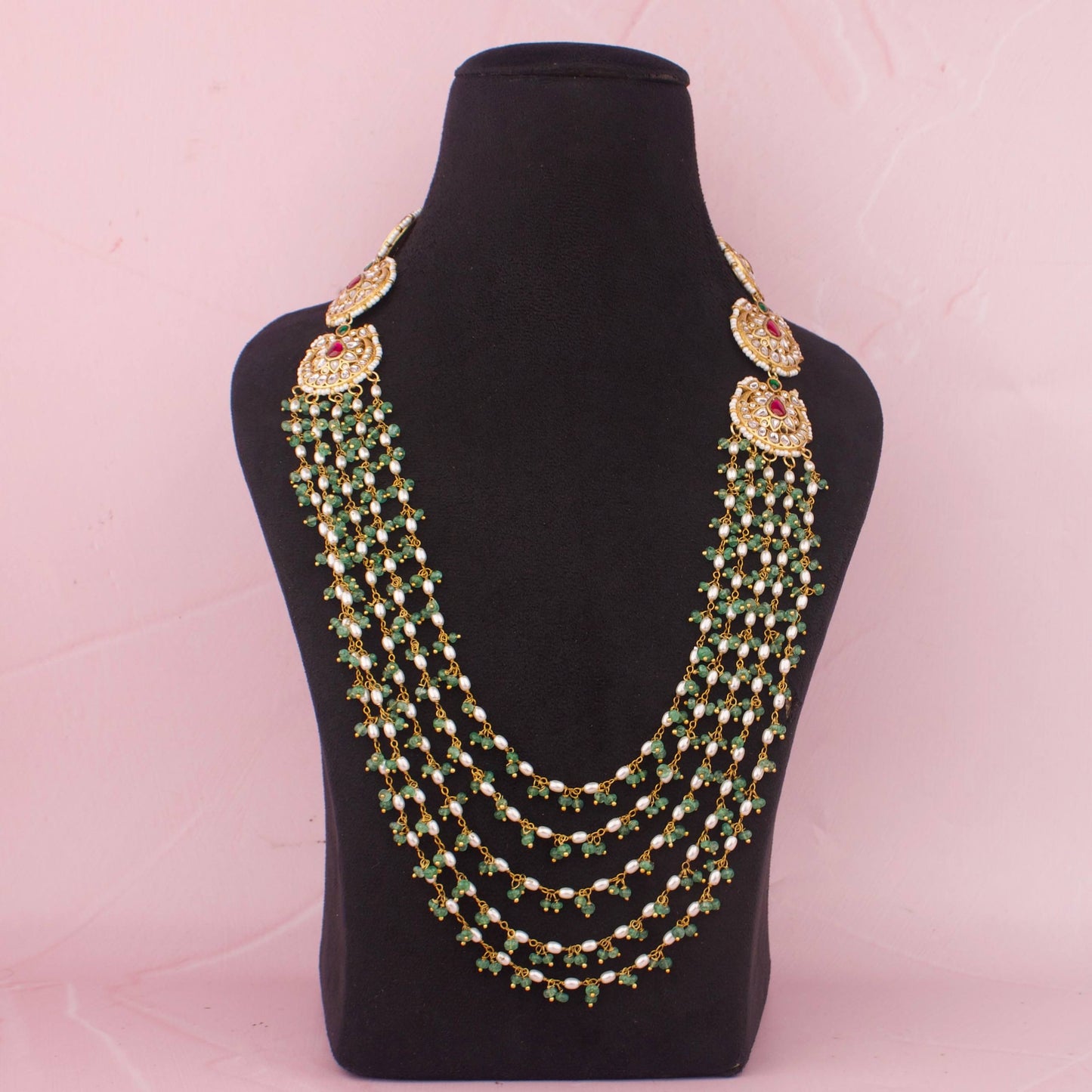 Elegant Jadau Kundan 6-Layers Beads Mala