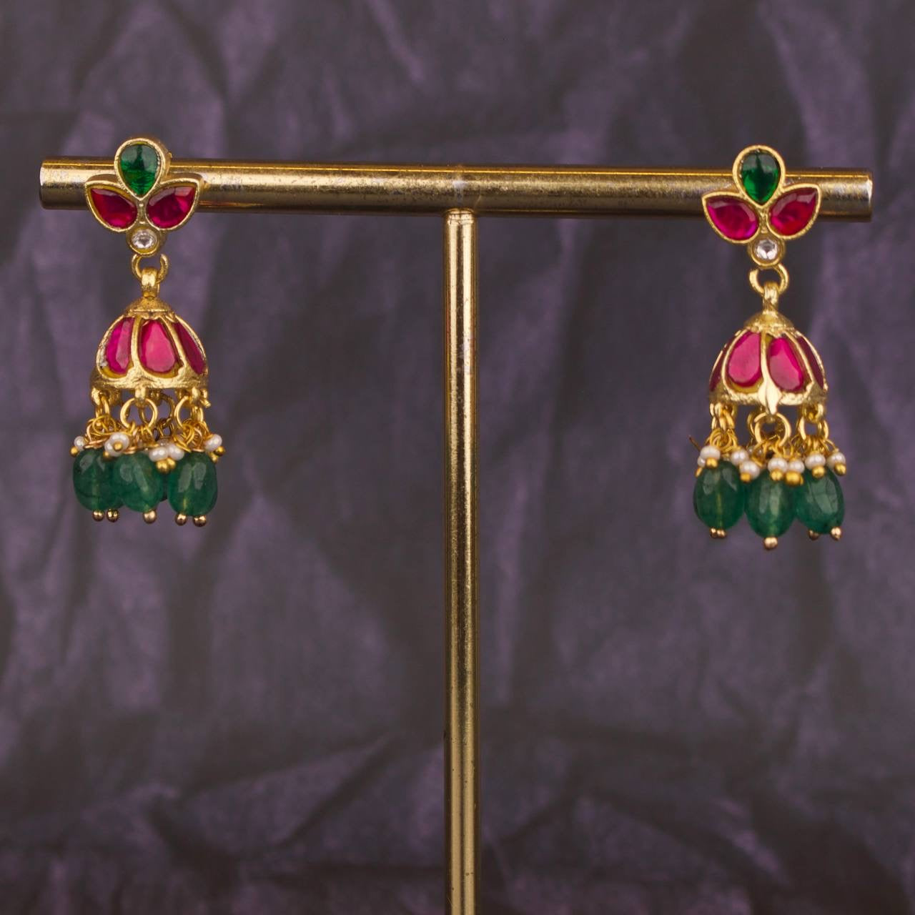 Small Sized Jadau Kundan Jhumki Earrings