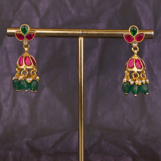 Small Sized Jadau Kundan Jhumki Earrings