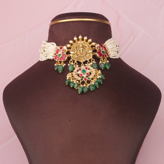 Traditional Goddess Laxmi Jadau Kundan Choker