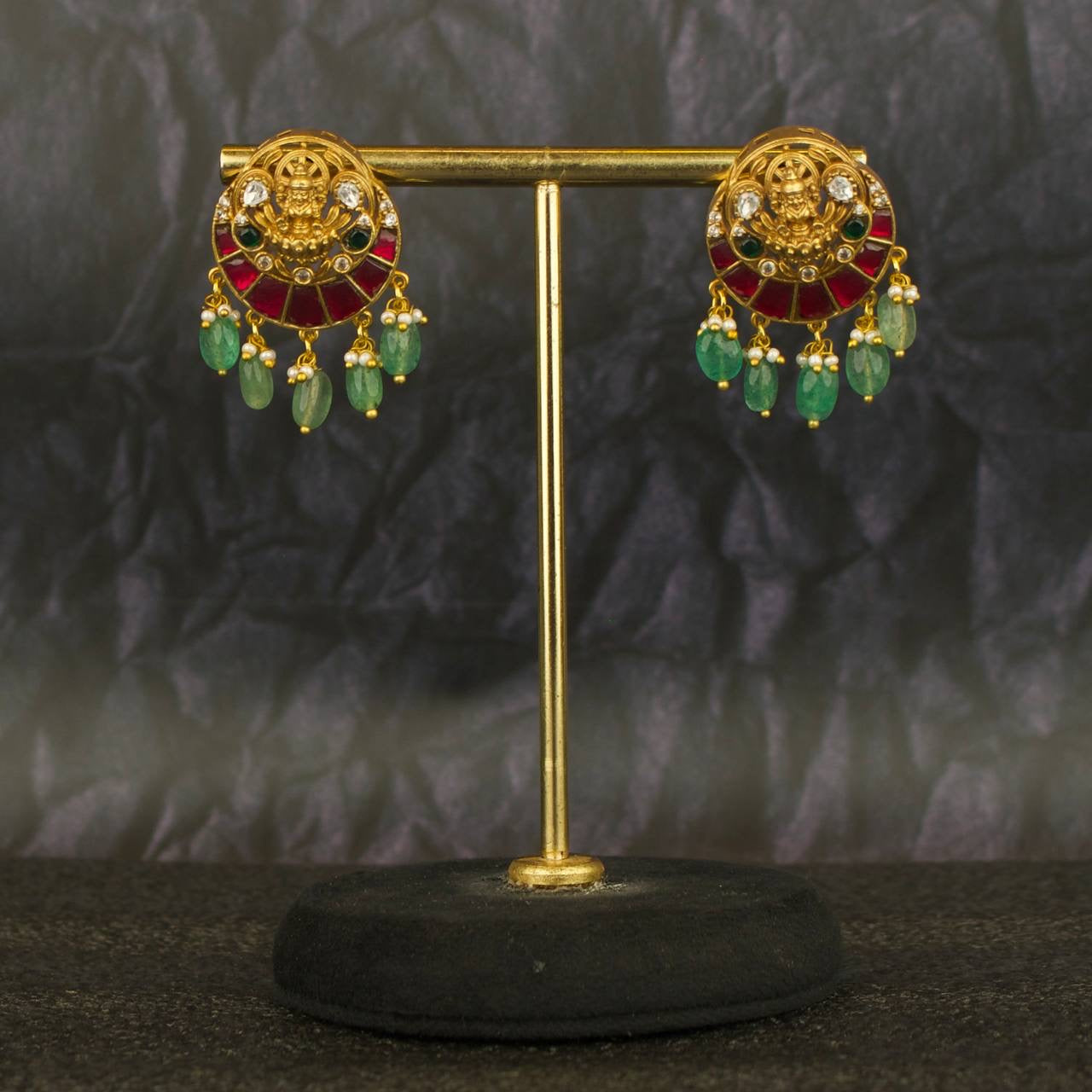 Divine Laxmi Devi Nakshi Kundan Stud Earrings