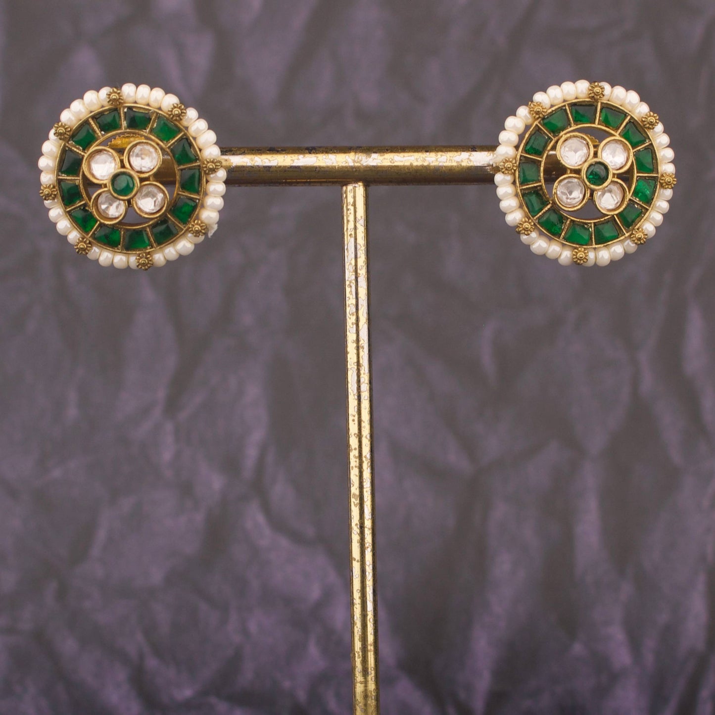 Jadau Kundan Polki Earrings With Pearl Detailing