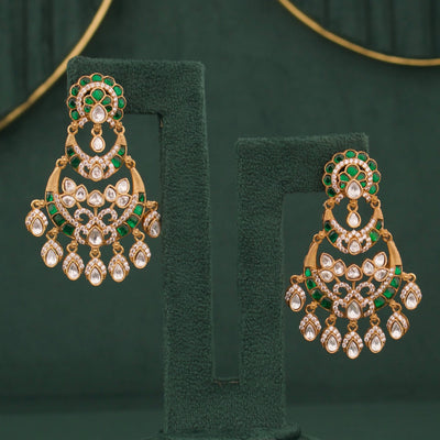 Elegant Emerald Victorian Chandbali Earrings