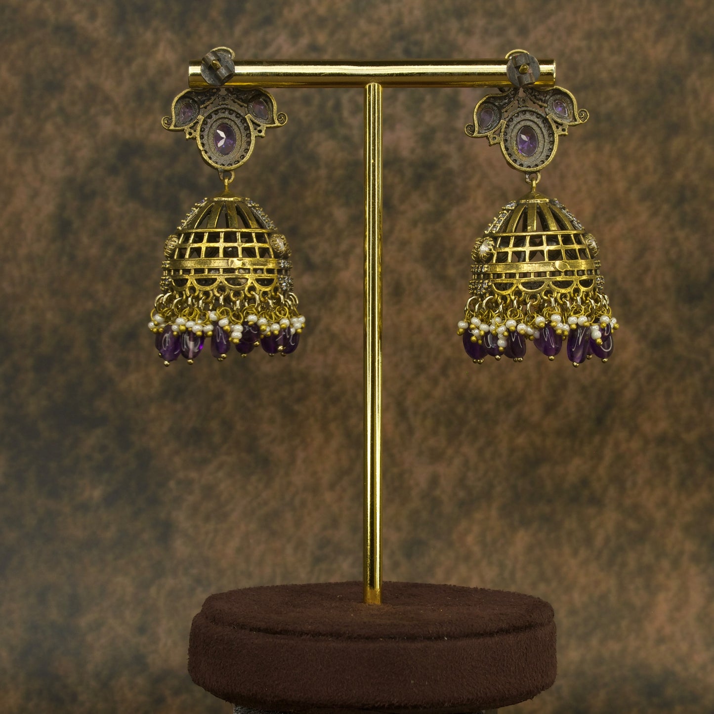 Victorian Elegance Peacock Jhumka Earrings with high quality victorian finish