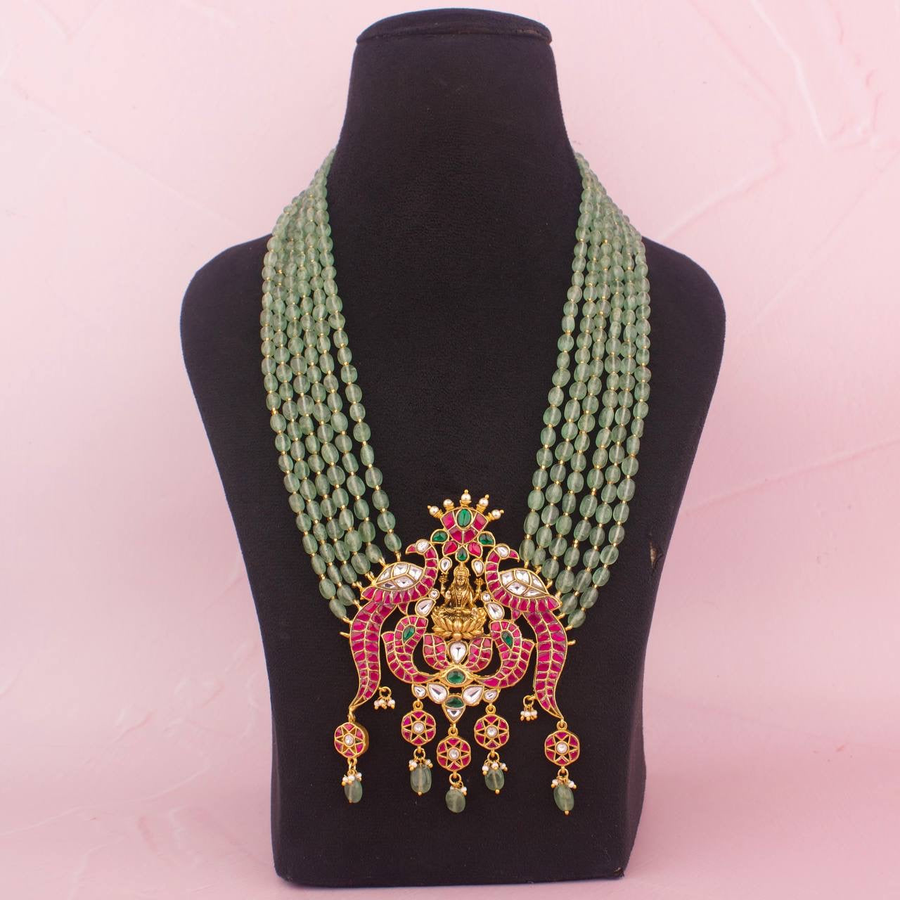 Divine Lakshmi Devi Jadau Kundan Beads Mala
