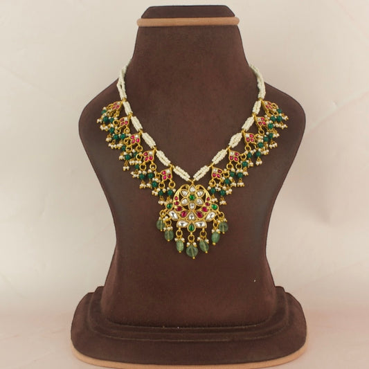 Gold Style Jadau Kundan Pearl Necklace