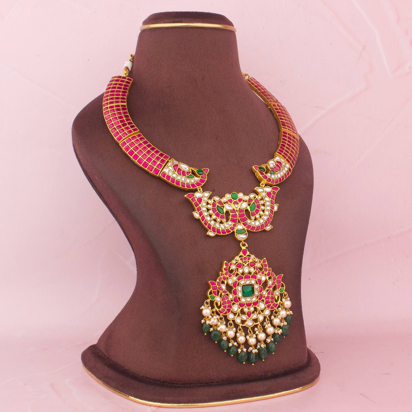 Elegant Kanti Style Jadau Kundan Necklace With Pendant