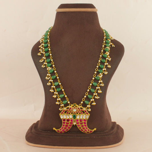Elegant Jadau Kundan Puligoru Locket Beads Mala