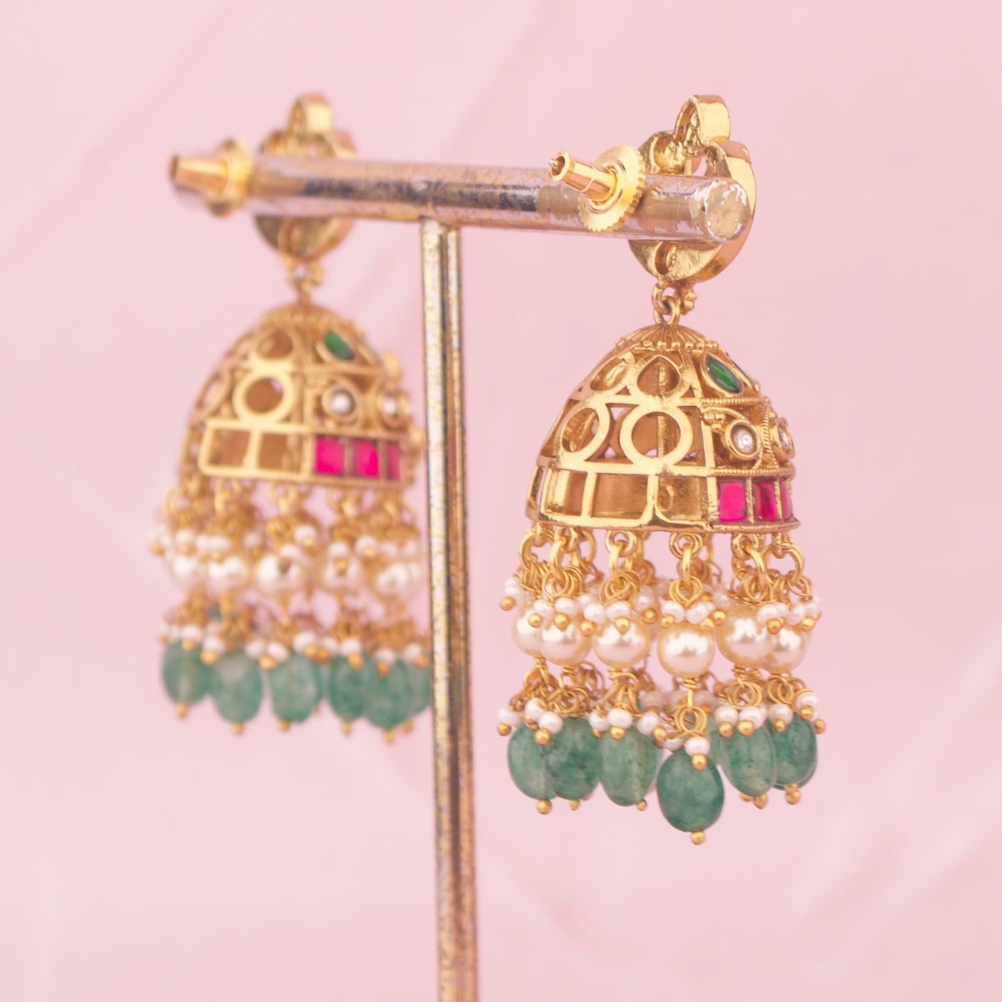 Traditional South Indian Temple Necklace Set With Earrings