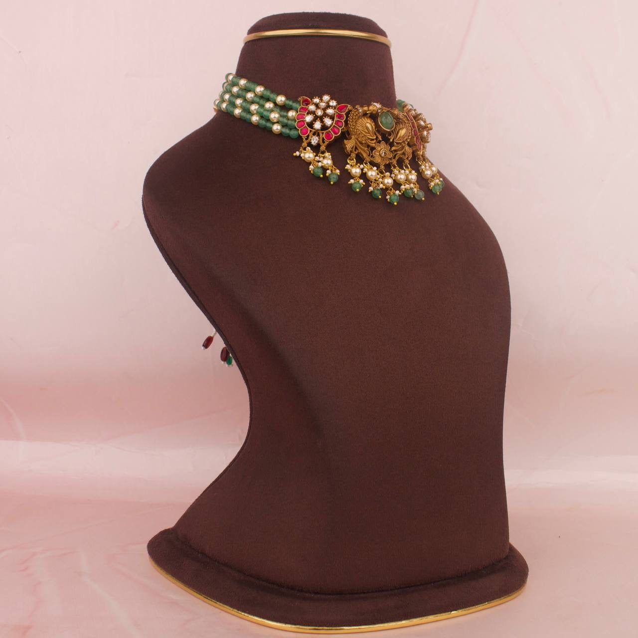 Moissanite Polki x Jadau Kundan Beads Choker Set