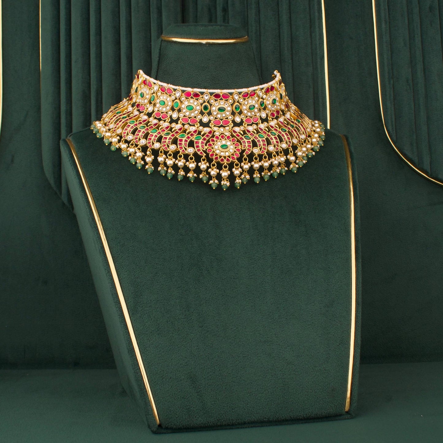 Bridal Jadau Kundan Choker Necklace Set With Maangtikka And Earrings