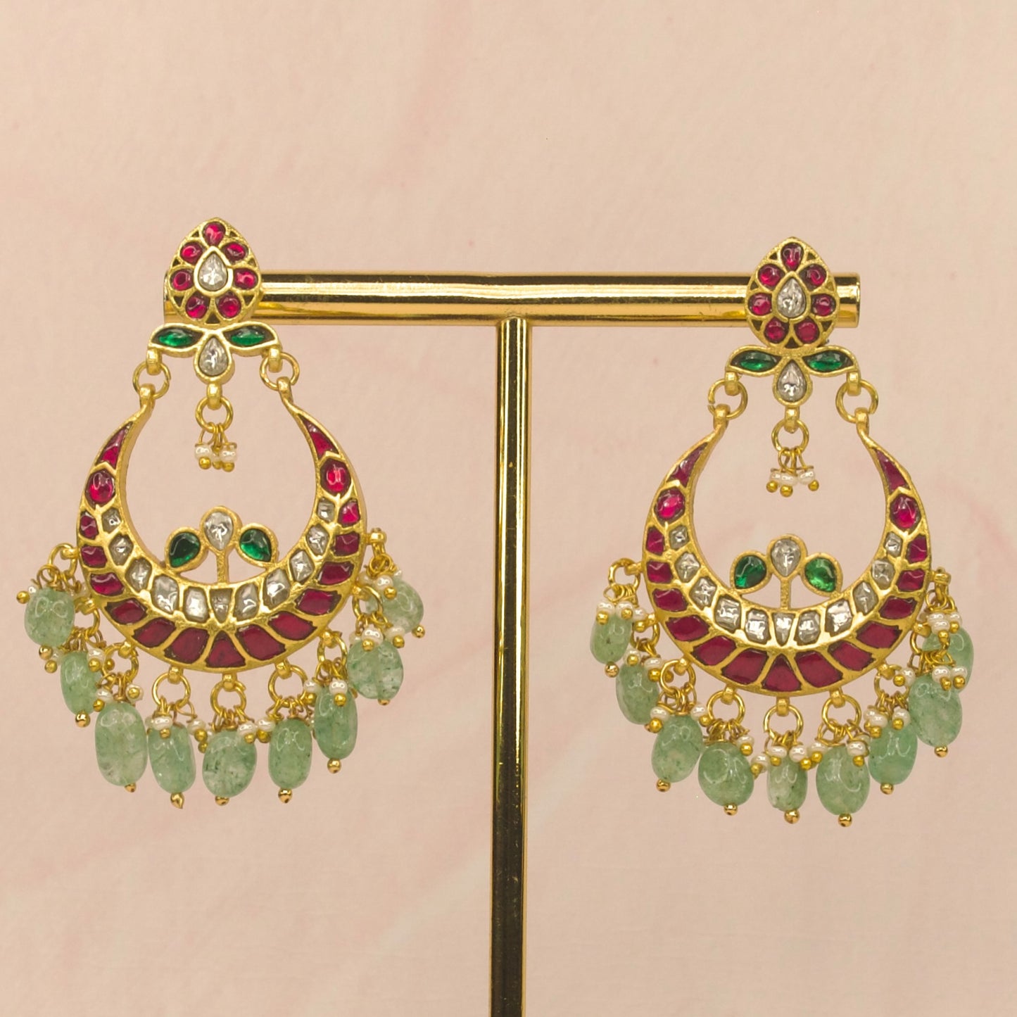 Traditional Jadau Kundan Chandbali earrings