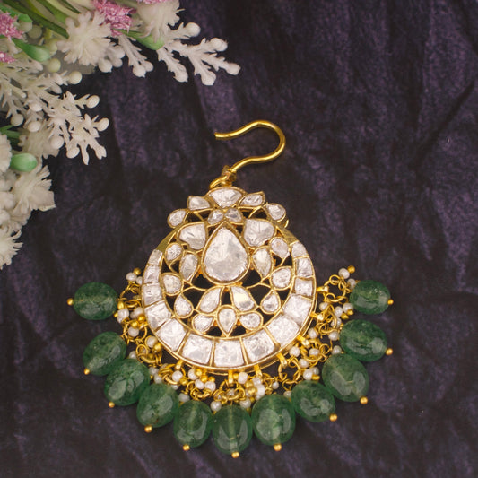 Dazzling Moissanite Polki Maangtika