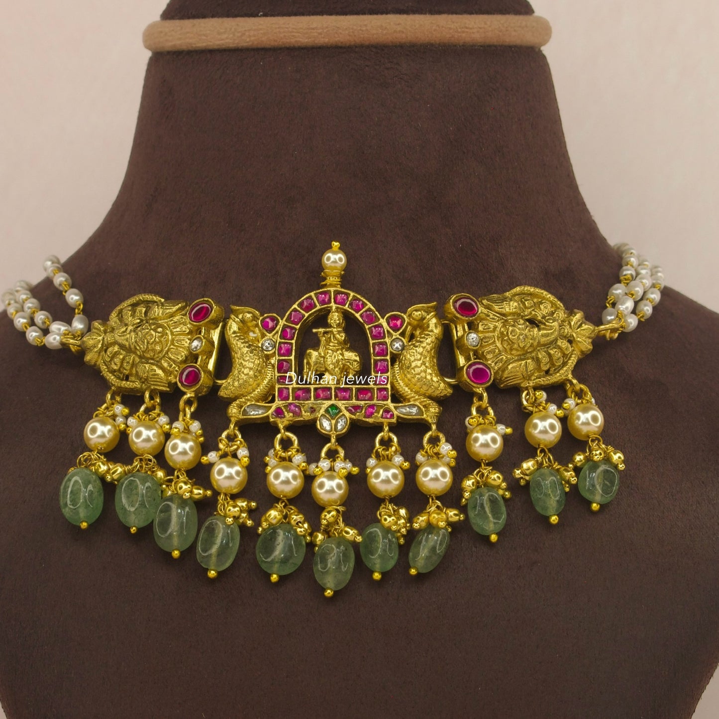 Divine lord Krishna jadau kundan choker