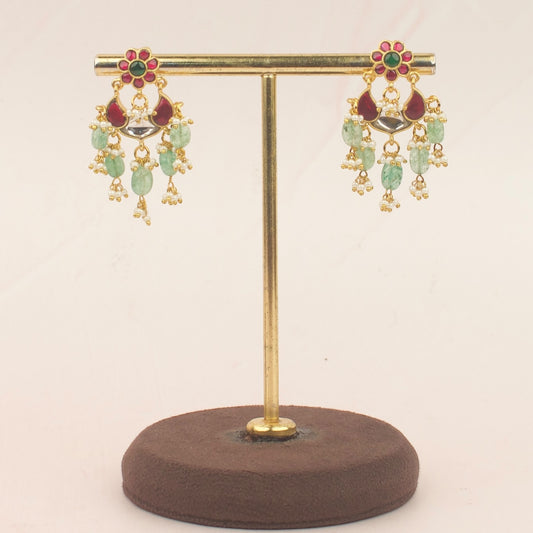 Gold Inspired Jadau Kundan Chandbali Earrings