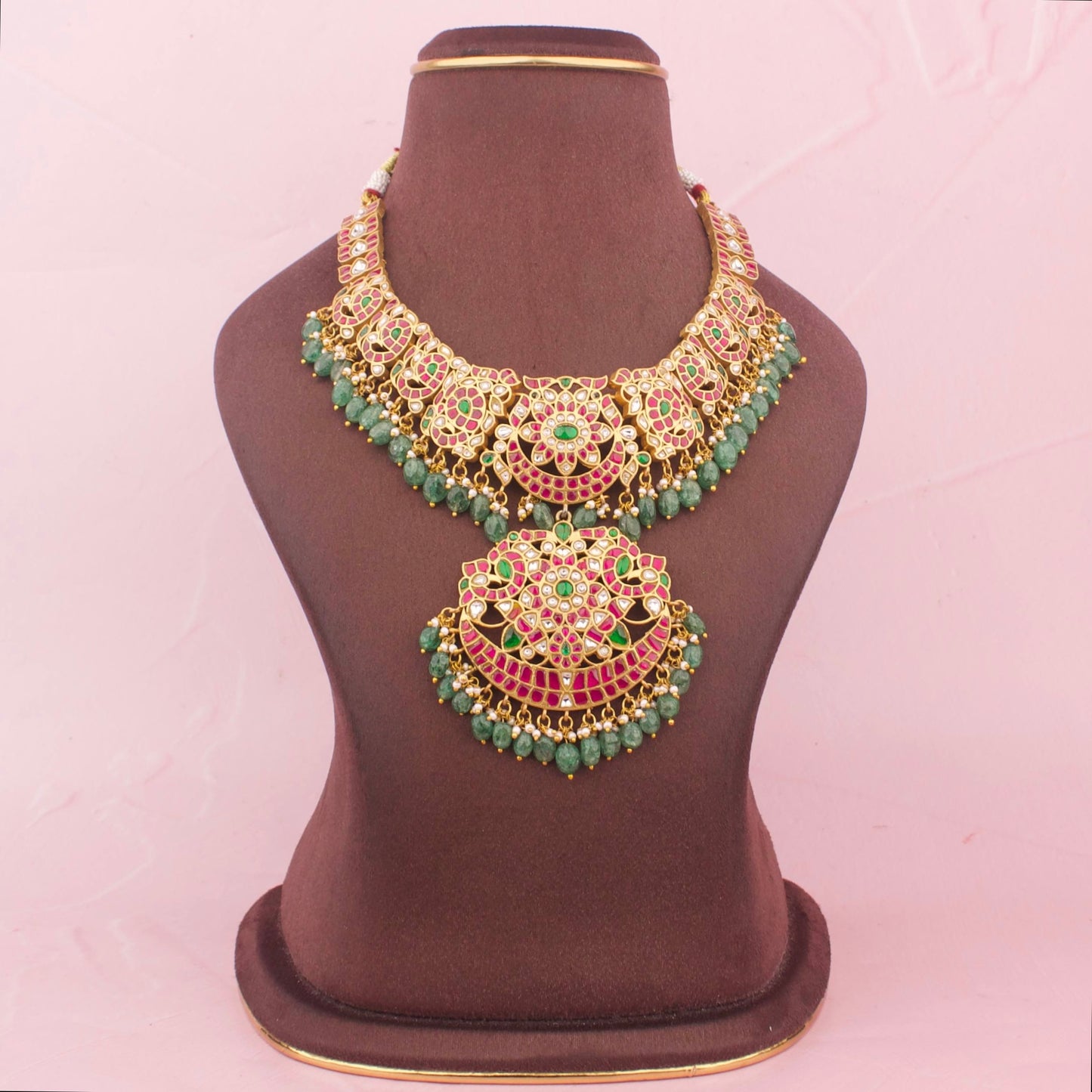 Bridal Jadau Kundan Detailed Stone Necklace - Premium Indian Ethnic Jewelry | Dulhan Jewels