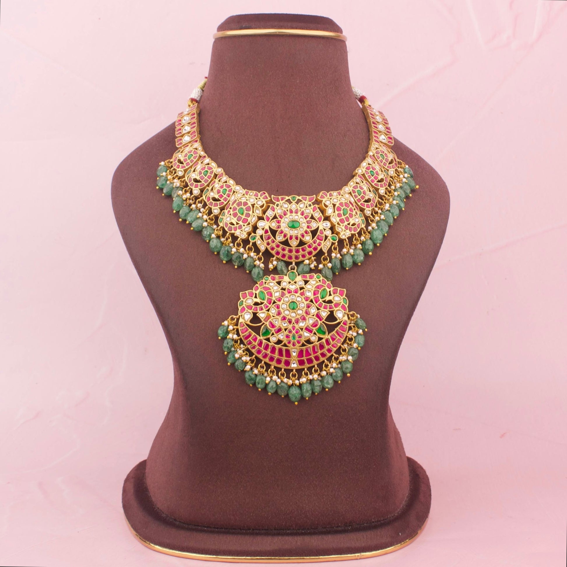 Bridal Jadau Kundan Detailed Stone Necklace - Premium Indian Ethnic Jewelry | Dulhan Jewels