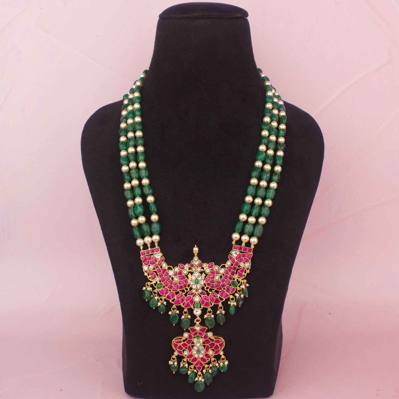 Royal Jadau Kundan Beads Mala With Pearl & Beads Strings