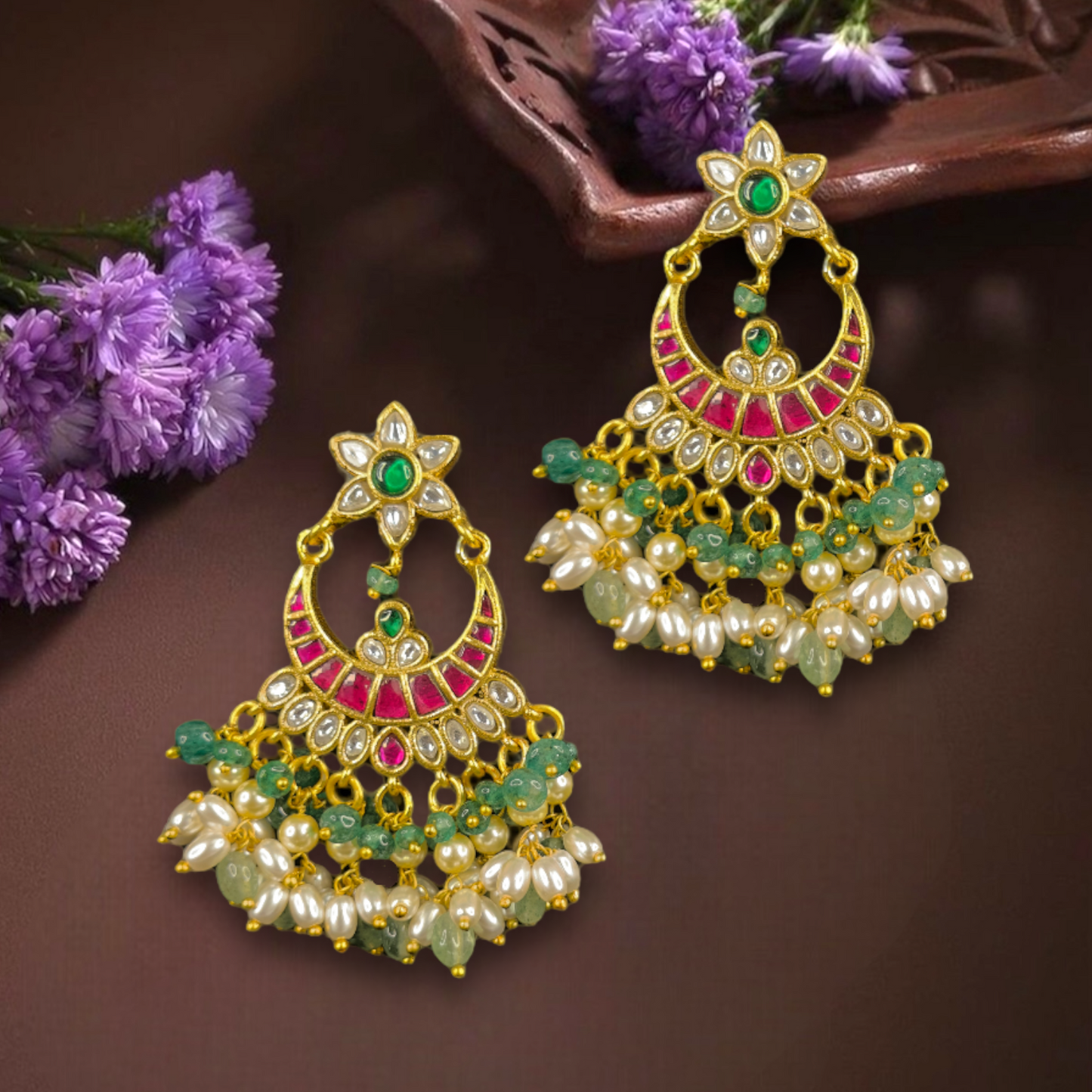 Opulent Blossom Jadau Kundan Chandbali