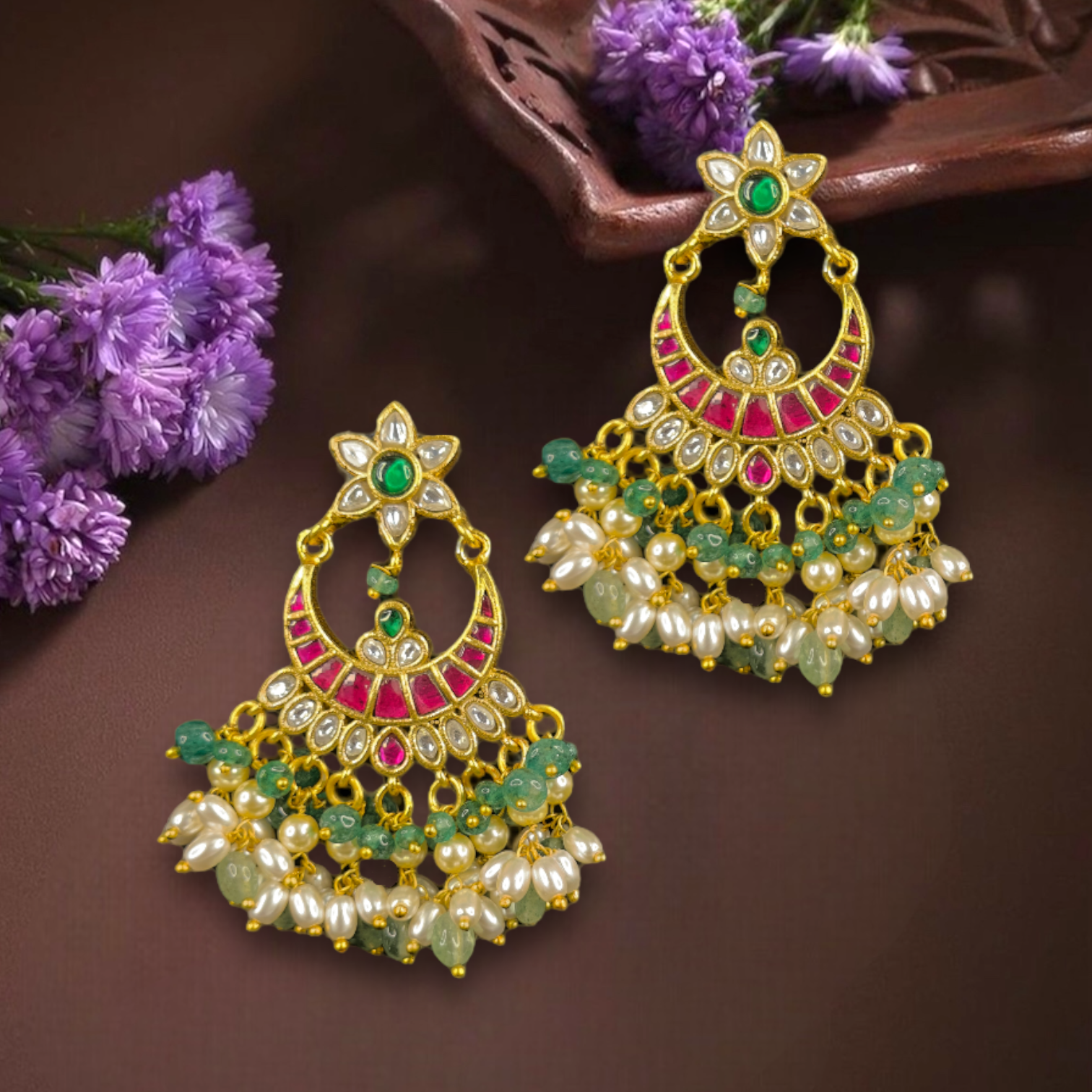 Opulent Blossom Jadau Kundan Chandbali
