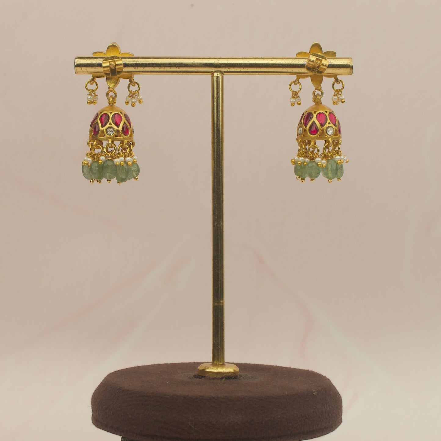 Floral Studded Jadau Kundan Jhumka Earrings