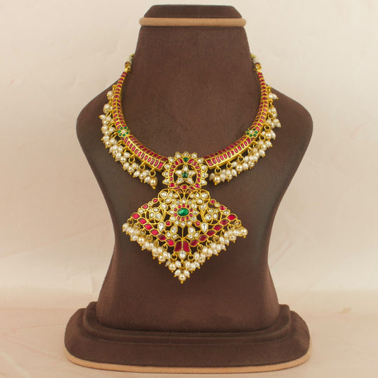 SunFlower Design Jadau Kundan Kanti With Rice Hanging