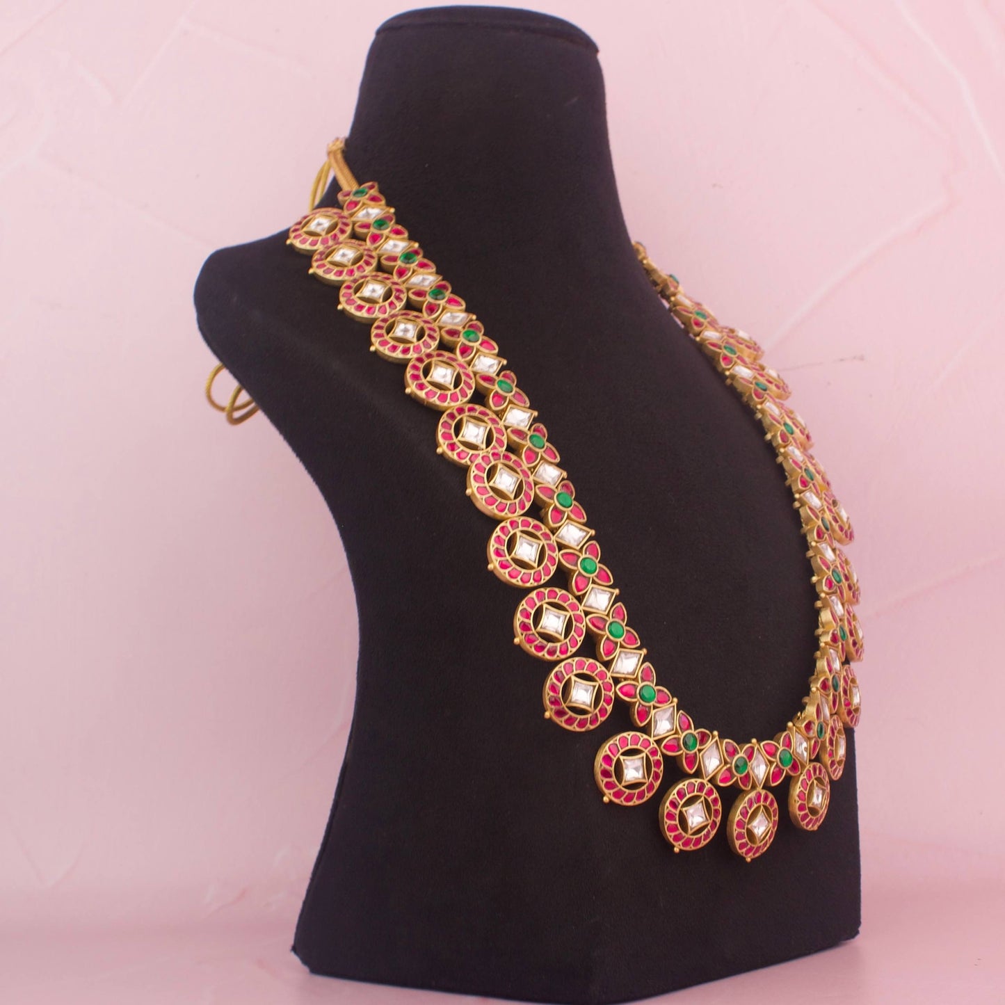 Bridal Jadau Kundan Long Bottumala With Matching Earrings