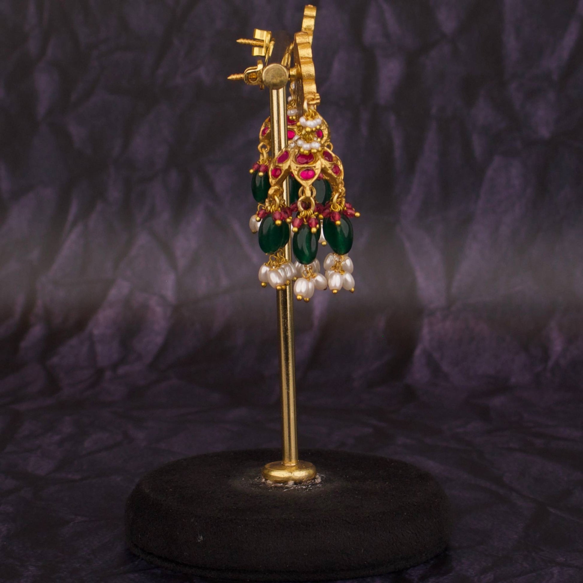 Premium Jadau Kundan Earrings – Gold Inspired Design