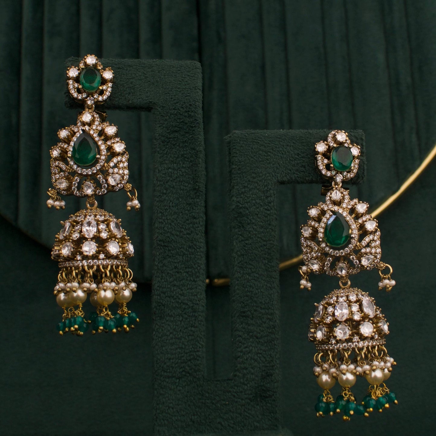 Bridal Victorian Layer Polki Haram With Matching Jhumki