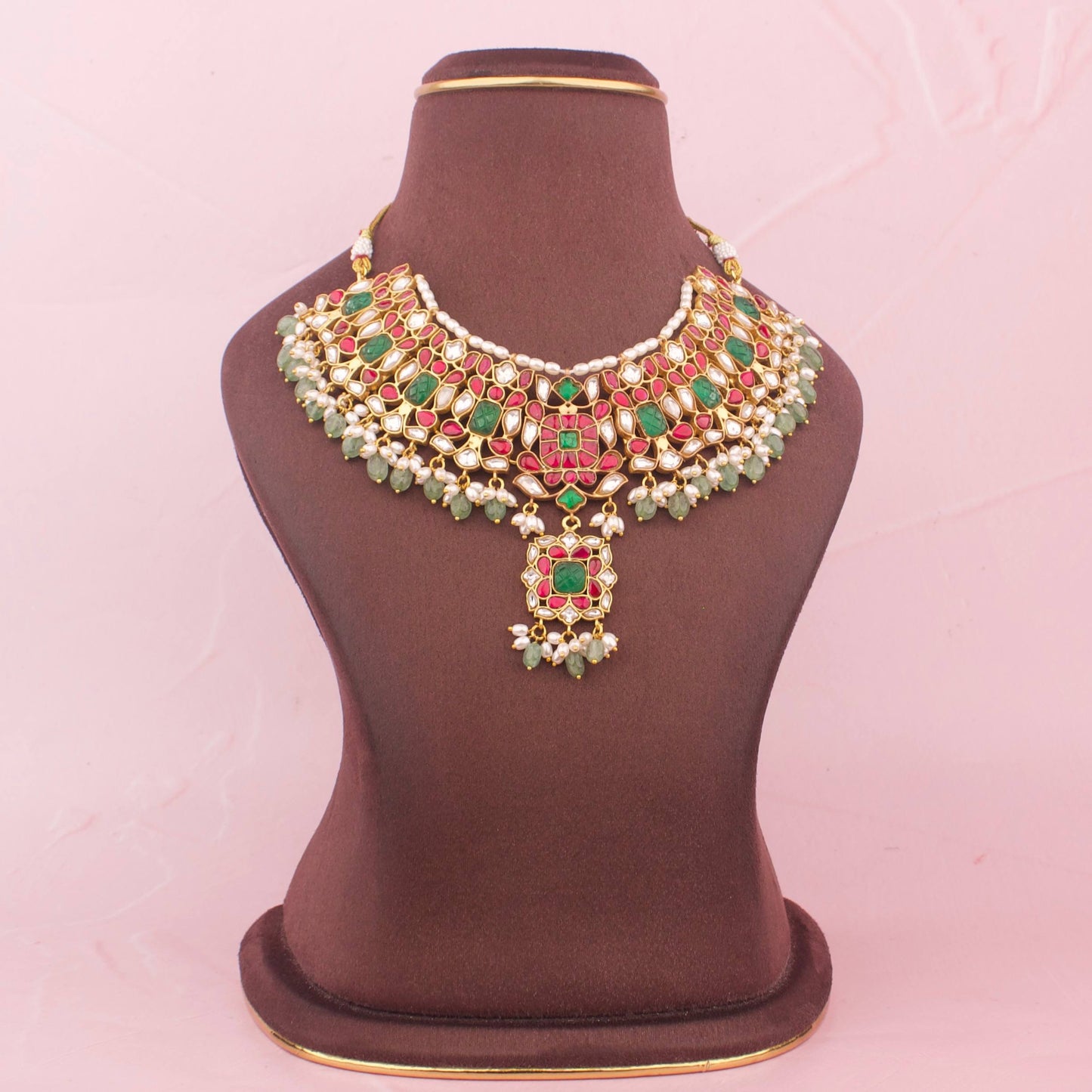 Exclusive Jadau Kundan Necklace Multi Coloured Kundan Necklace - Premium Indian Ethnic Jewelry | Dulhan Jewels