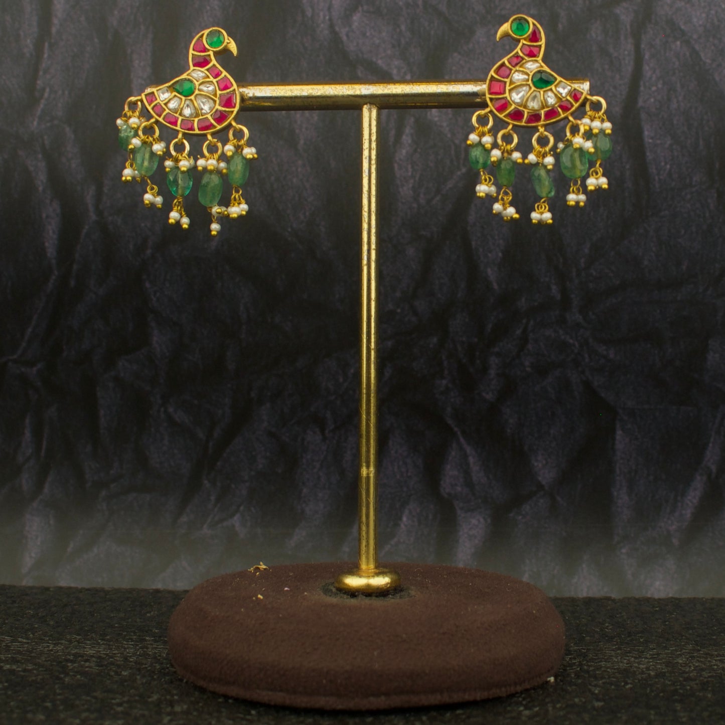 Designer Jadau Kundan Peacock Design Studs Earrings