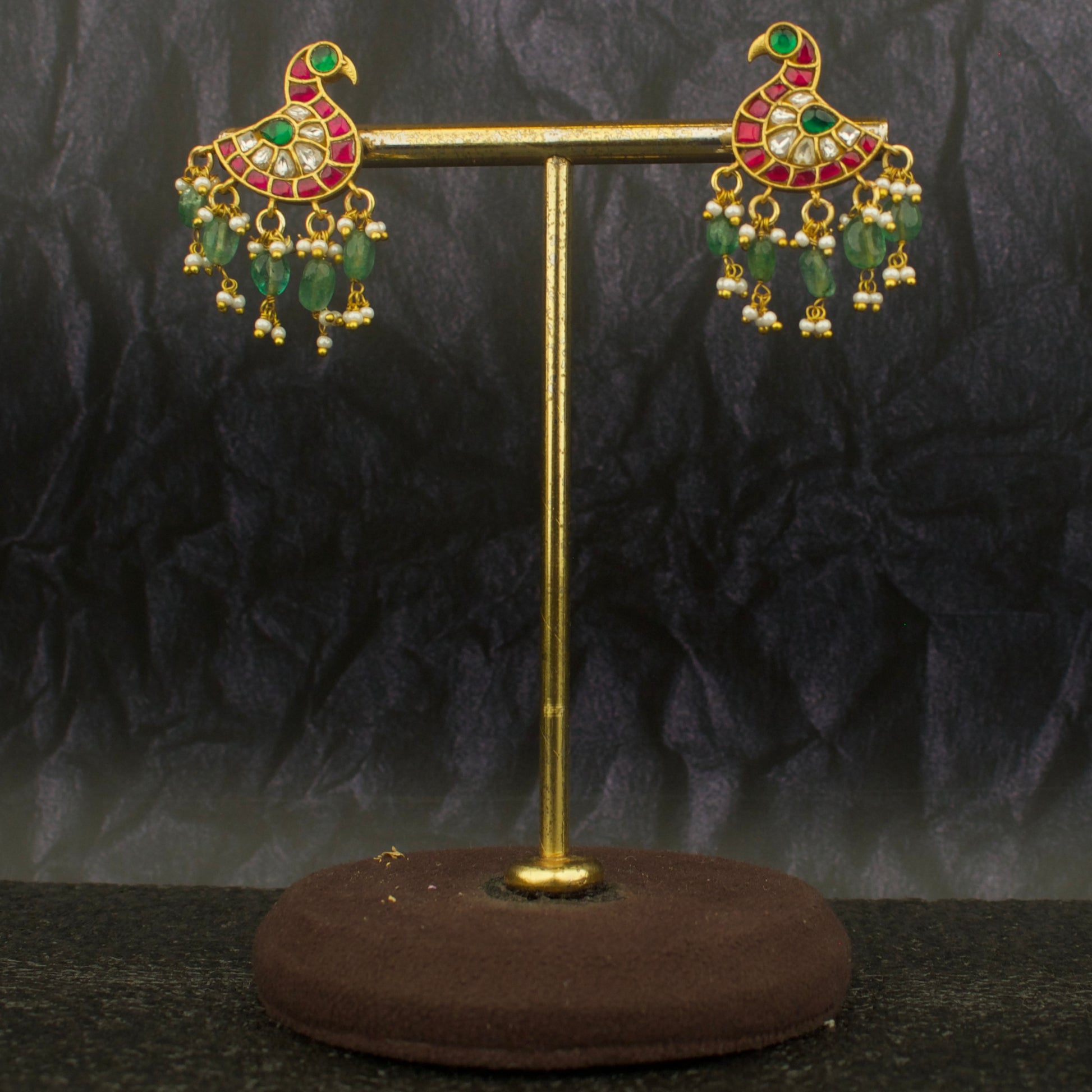 Designer Jadau Kundan Peacock Design Studs Earrings