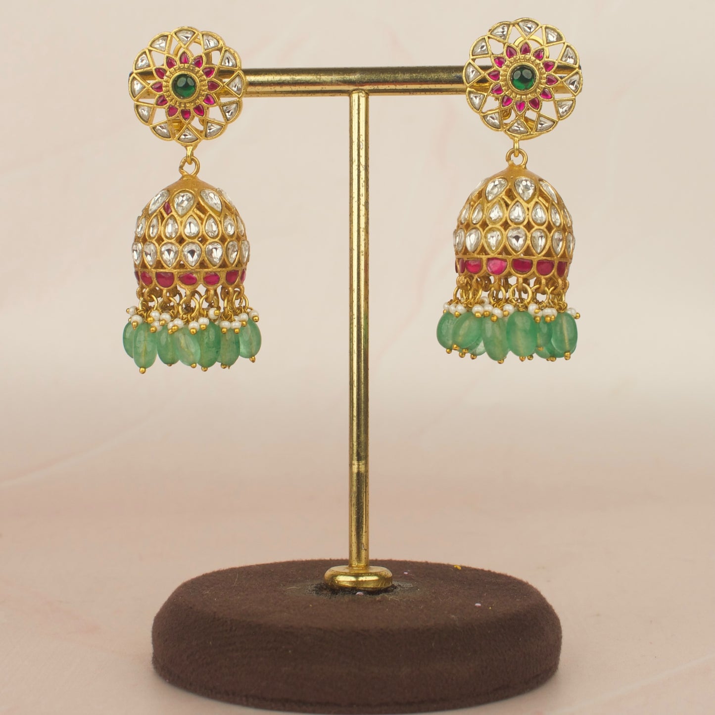 Gold Look Jadau Kundan Jhumki Earrings