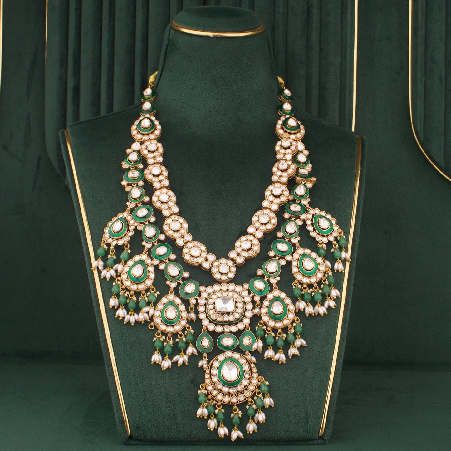 Bridal Victorian Emerald Necklace With Matching Earrings