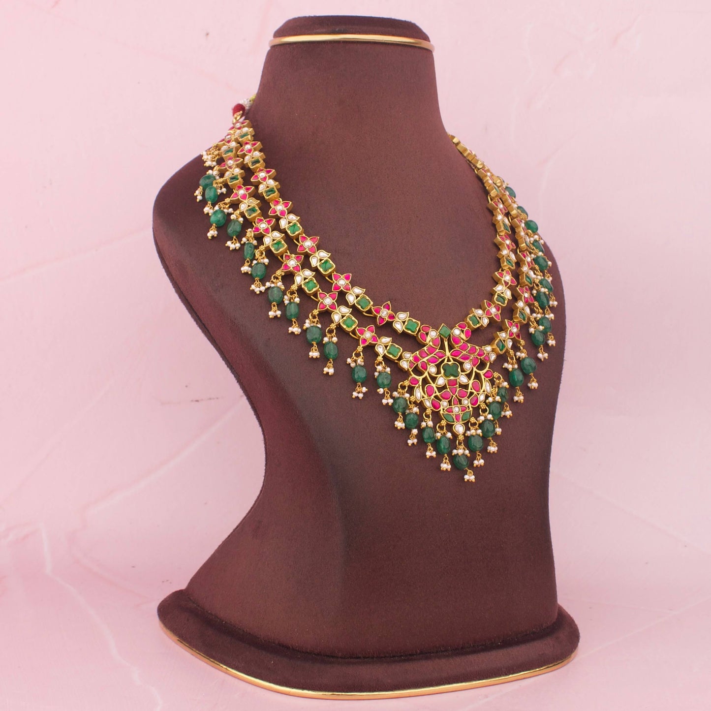 Gold Inspired Jadau Kundan 2 Step Necklace