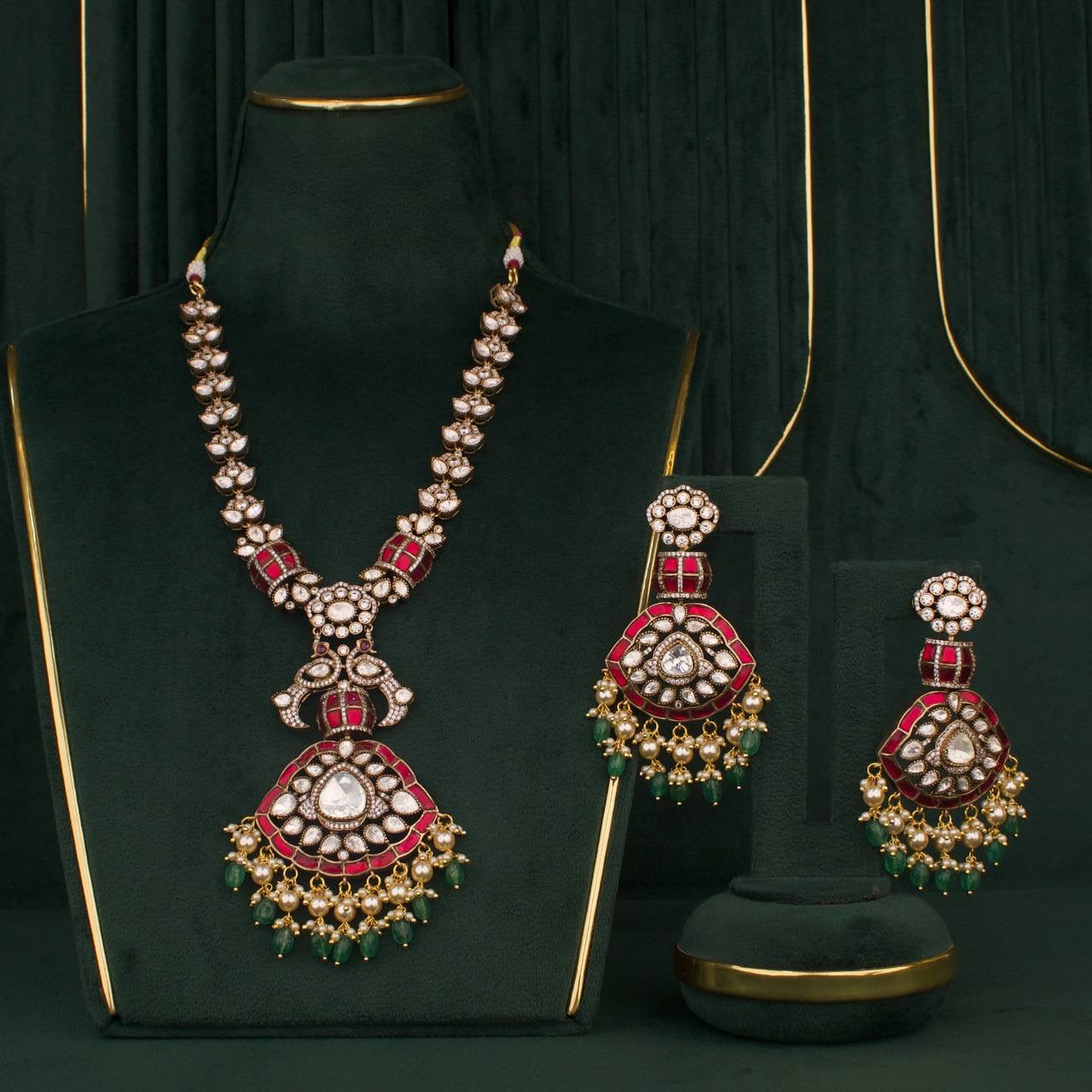 Traditional Fusion Kundan x Polki Necklace Set With Earrings