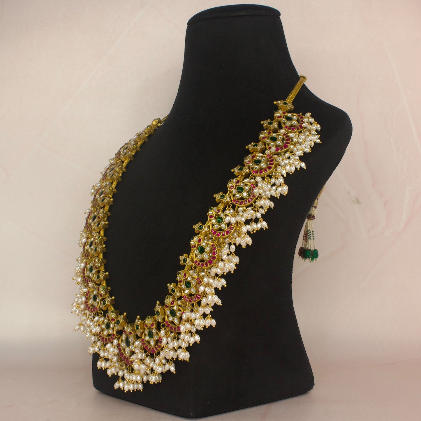 Long Guttapusalu Haram In Jadau Kundan with 22k gold plating