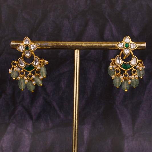 Dazzling Jadau Kundan Small Sized Jadau Kundan Chandbali Earrings