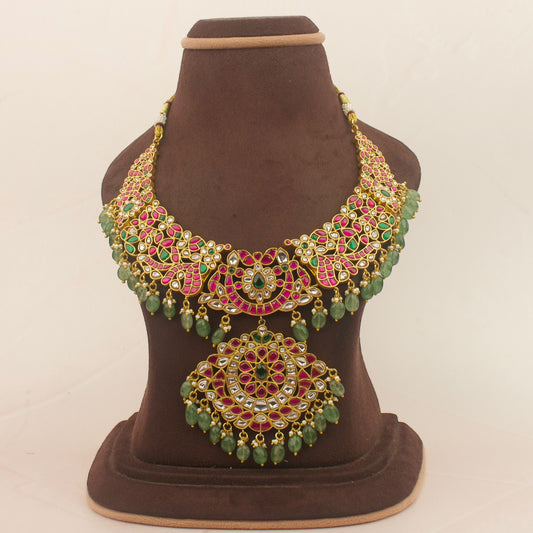 Grand Maharani Lotus Medallion Jadau Kundan Necklace