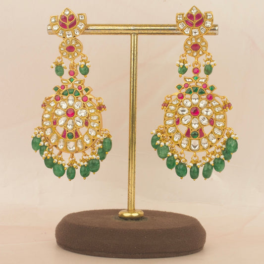 Bridal Jadau Kundan Chandbali Hanging Earrings