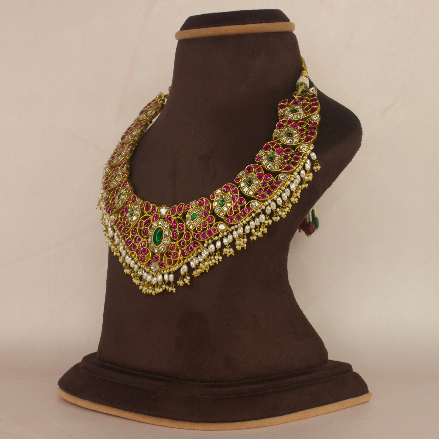 Majestic Jadau Kundan Necklace Embellished with Rice Pearls