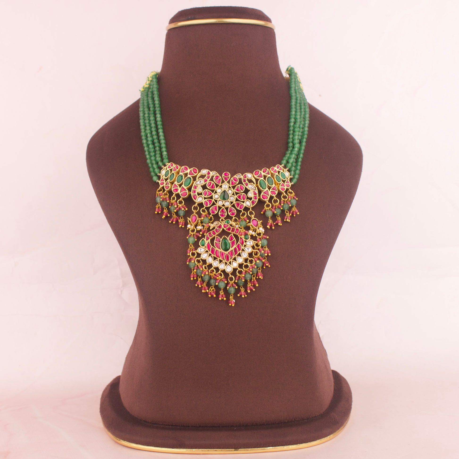 Jadau Kundan Bead Mala Necklace With Guttapusalu Hangings - DULHAN JEWELS