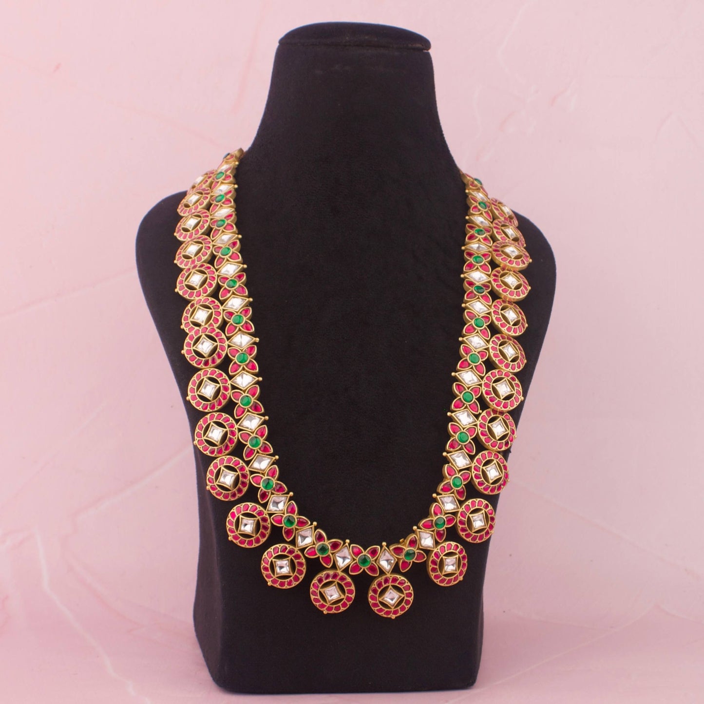 View 6 of Bridal Jadau Kundan Long Bottumala With Matching Earrings - Authentic Bridal Collection | Dulhan Jewels
