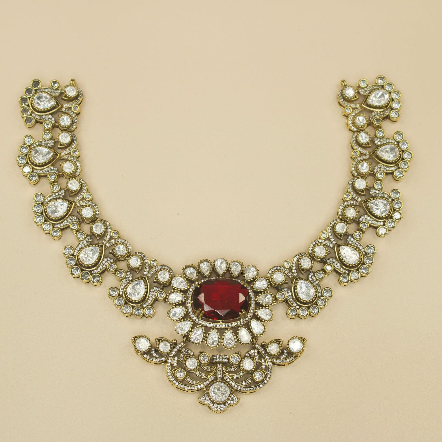 Elegant Short Victorian Moissanite Necklace Set
