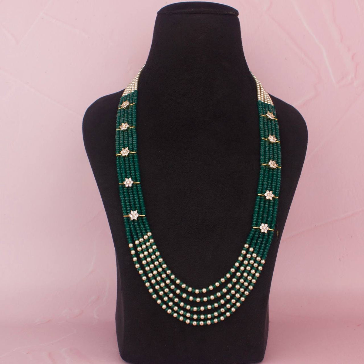 Premium Stunning Beads Mala With Cz Side Lockets