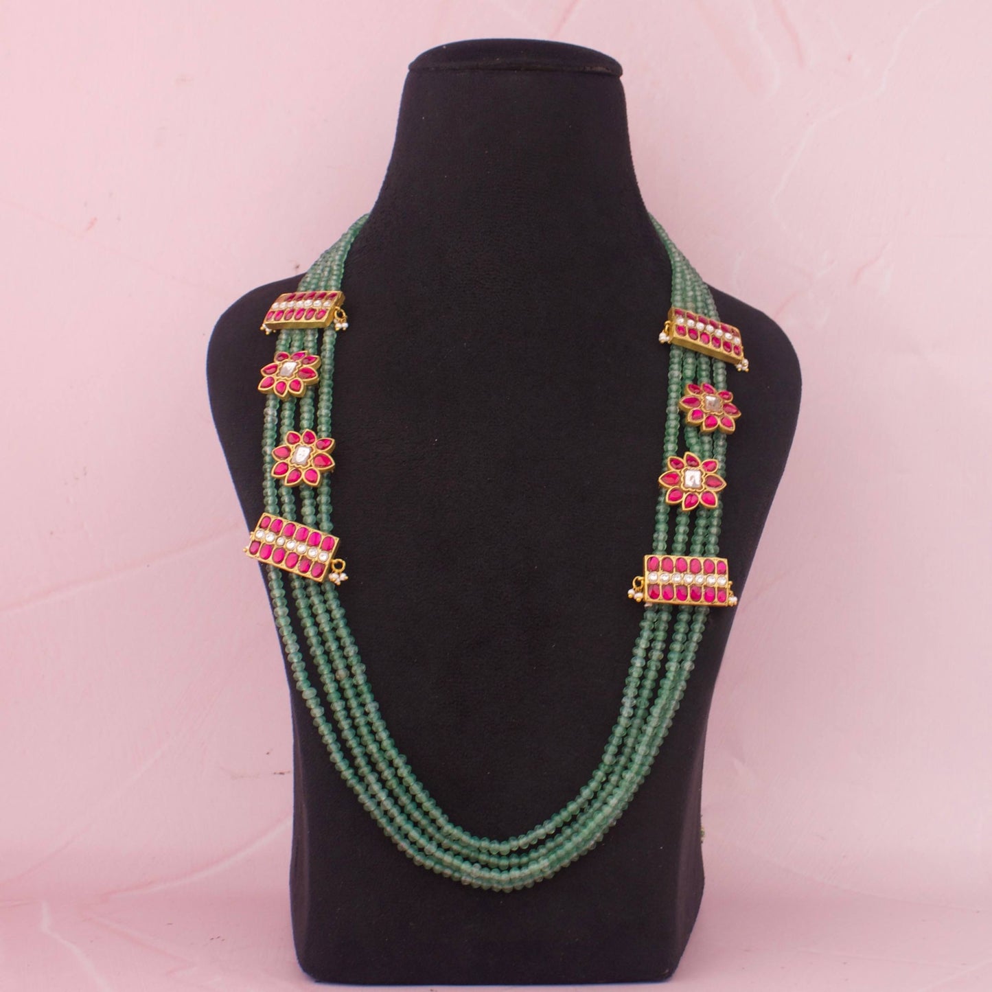 Unique Jadau Kundan Beads With Kundan Side-Locket